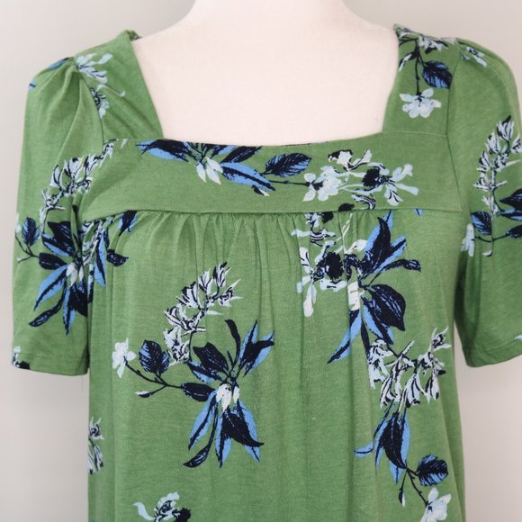 Lucky Brand Green Floral Print Square Neck Top - Picture 2 of 10